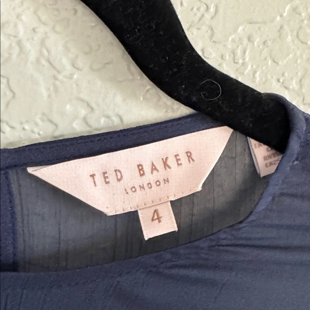 Ted Baker Zemi Pearl Printed Long Sleeve Mini Dress Dark Blue 3 US 8 - Picture 7 of 12